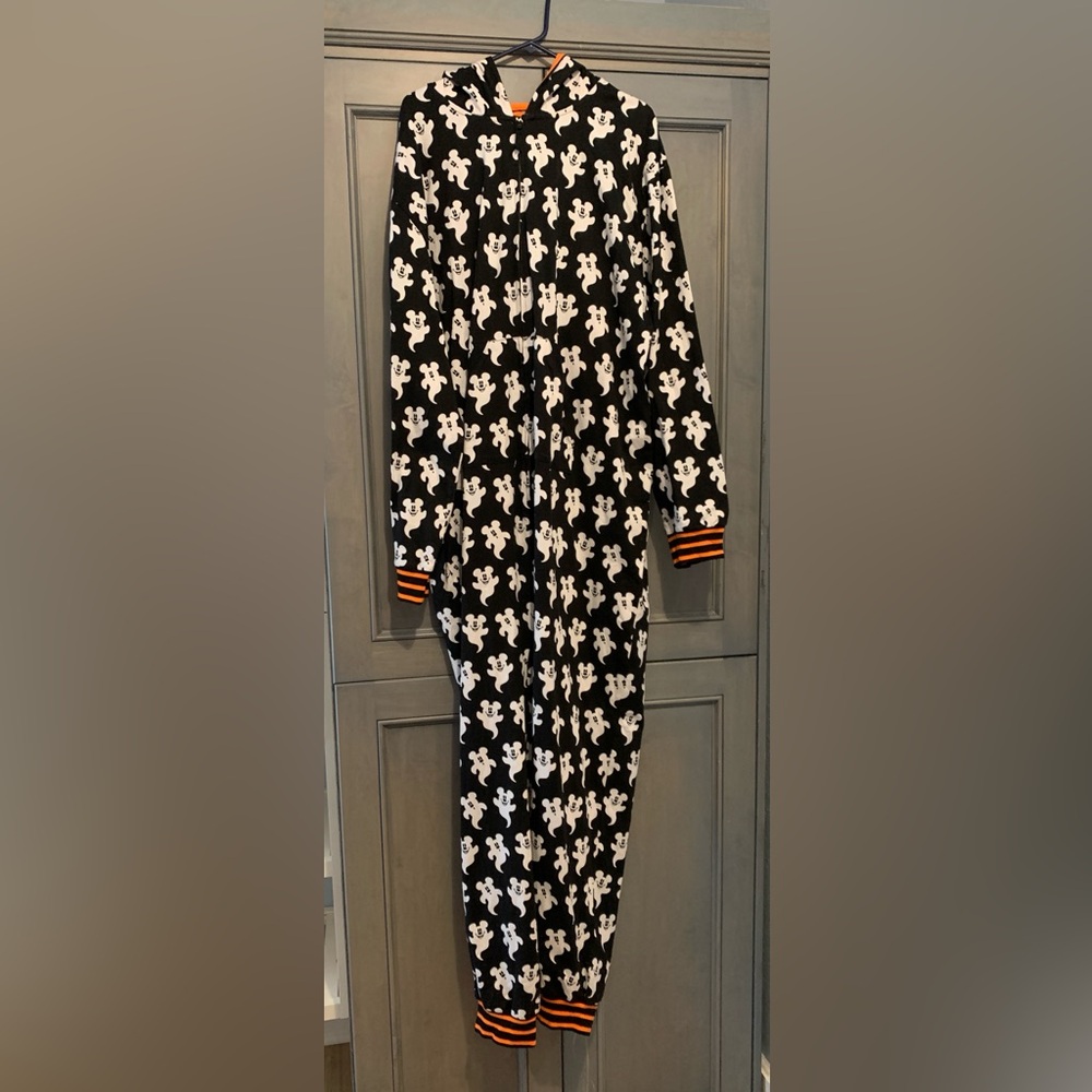 Disney Black and White Ghost Footie with Orange Accents
